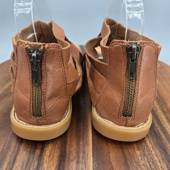 Born Iwa Sandals Womens 10M Brown Leather Woven Gladiator Flat Zip Comfort Shoes - Picture 4 of 8